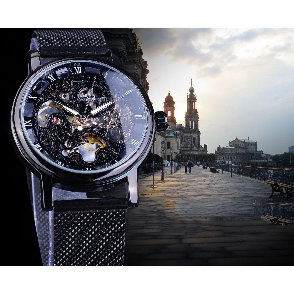 Time Stone Hollow Mechanical Watch For MEN